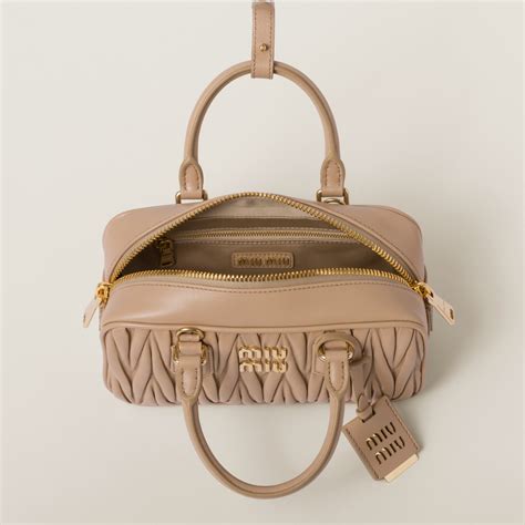 Sand Beige Arcadie Matelassé Nappa Leather Bag .